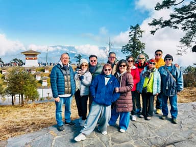 Group of people visiting the Dochula Pass in Bhutan