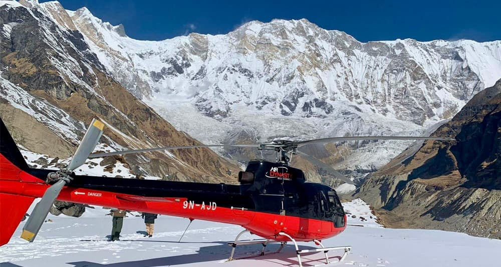 Mount Annapurna And Helicopter (1)