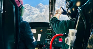 Helicopter flying near Mount Everest