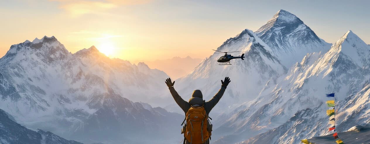 Everest Base Camp Trek Helicopter Return Map and Altitude Chart