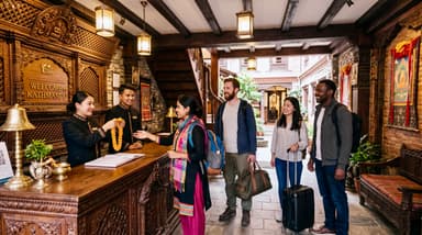 Arrival Travelers arriving at hotel rece… 202607050930