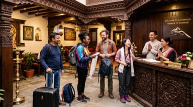 Arrival Travelers arriving at hotel rece… 202607050931 (1)
