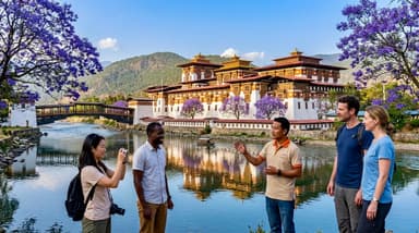 Travelers and guide at Punakha 202607052106