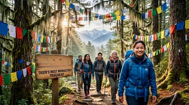 Travelers hiking to monastery 202607052107