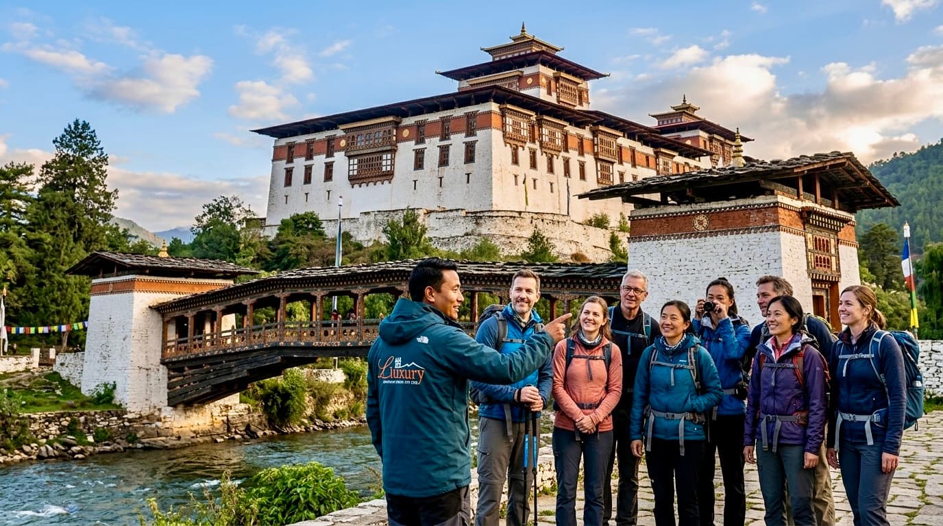 Travelers and guide at Rinpung 202607052120