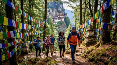 Travelers trekking to Tiger's Nest 202607052112