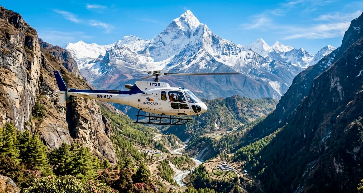 Helicopter soaring mountain vall… 202607091135