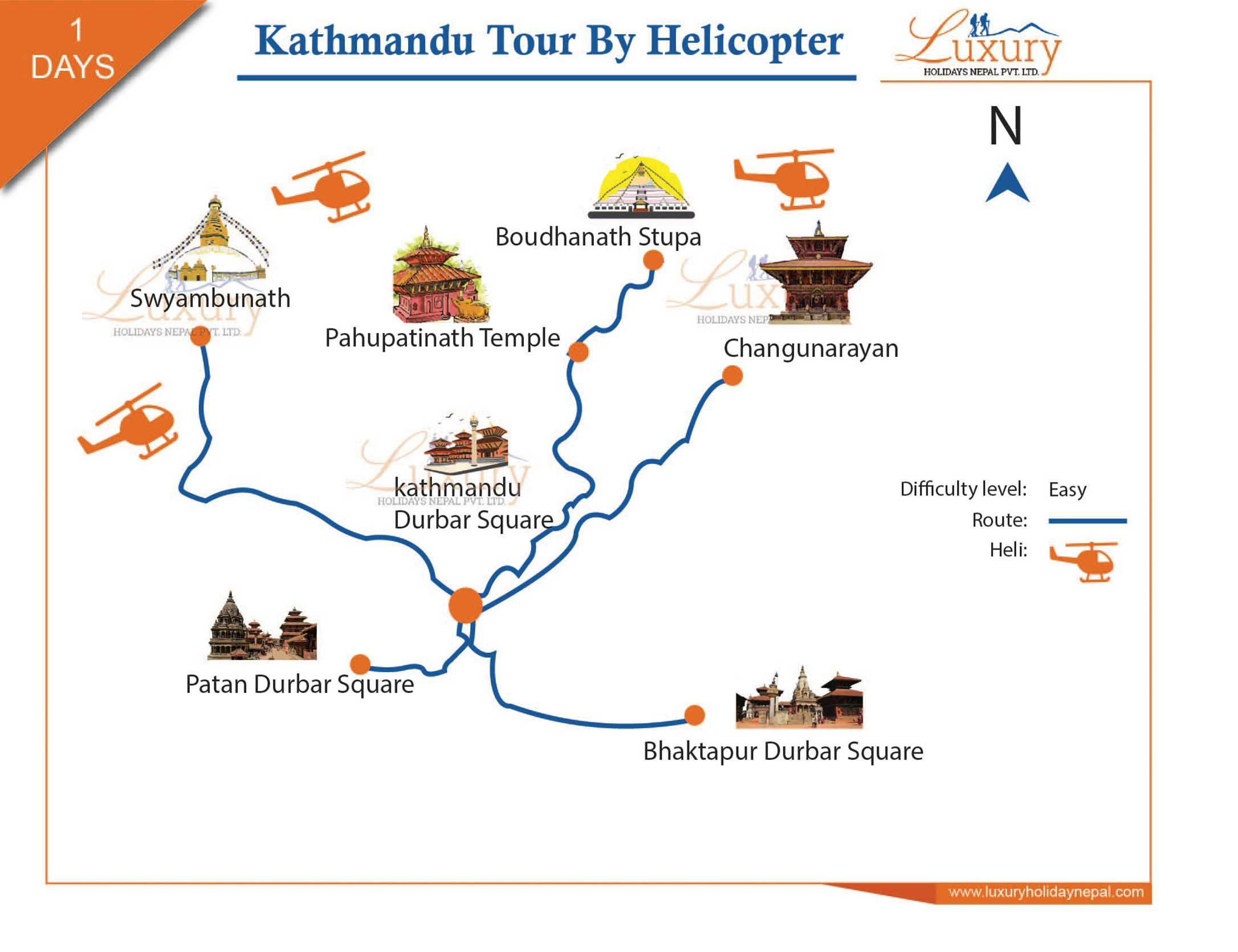 Kathmandu Sightseeing tour by HelicopterMap
